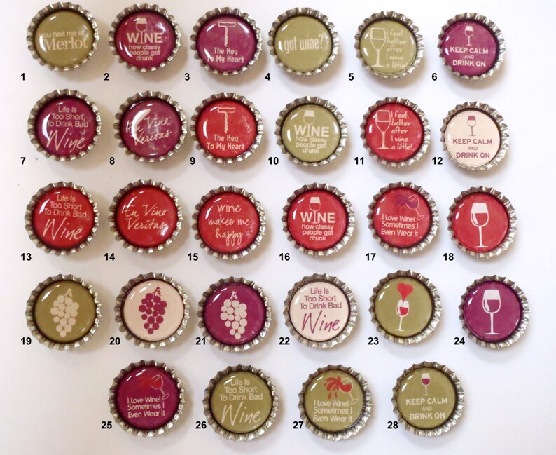 Wine Theme Bottle Cap Etsy