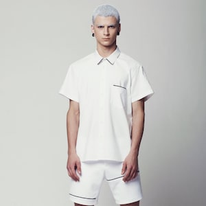 Mens Shirt, White Shirt for Men, Mens White Shirt, White Dress Shirt, Shirts for Men, Designer Shirts for Men, Mens Short Sleeve Shirt, slim image 1