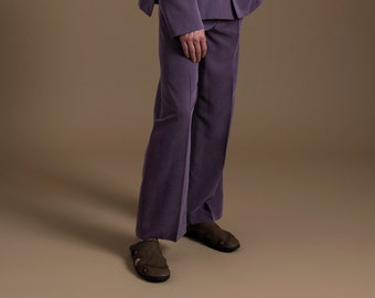 Mens pants, Mens Purple pants, Mens pleated pants, tailored pants, oversized pants, mens Cupro pants, Mens loose pants, Minimalist pants men