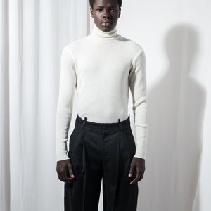 Mens sweater, Mens White sweater, Mens turtleneck sweater, Mens Rib sweater, Mens slim fit sweater, Mens clothing, Minimalist clothing