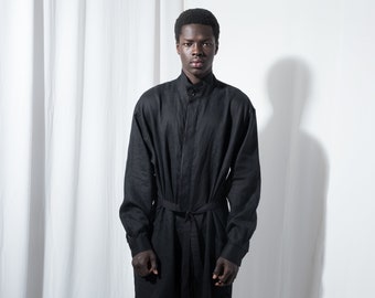 Mens Jumpsuit, Mens overall, Mens Linen overall, Mens black overall, Mens Black jumpsuit, Mens linen Jumpsuit