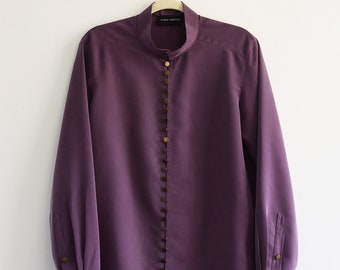 Mens shirt Mens Silk shirt Mens purple shirt Mens dress shirt Mens long sleeve shirt Minimalist clothing Mens button up chines collar shirt