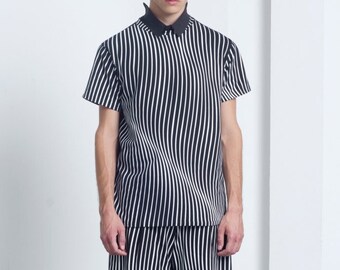 Mens shirt Mens black shirt Mens striped shirt Mens Geometric shirt Minimalist clothing black and white shirt men shirts mens tshirts