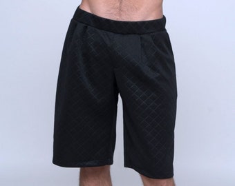 Herren Shorts Herren schwarze Shorts Herren kurze Shorts Herren Bermuda Shorts Herren Diamant Shorts für Männer Herren kurze Hosen Sommer Plissee Shorts Mann