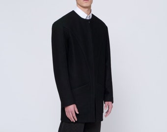 Mens Coat Mens Wool Coat Mens Black Coat Mens Long Coat Mens Winter Coat Mens Overcoat Minimalist clothing Mens raincoat Mens Jacket For men