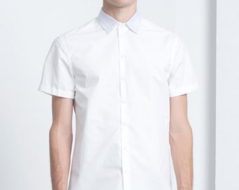 Mens Shirt Mens White Short Sleeve Dress Shirt Button up Shirt Button Down Shirt  Mens Clothing Minimalist Clothing Slim Fit Shirt Men Shirts -  Canada