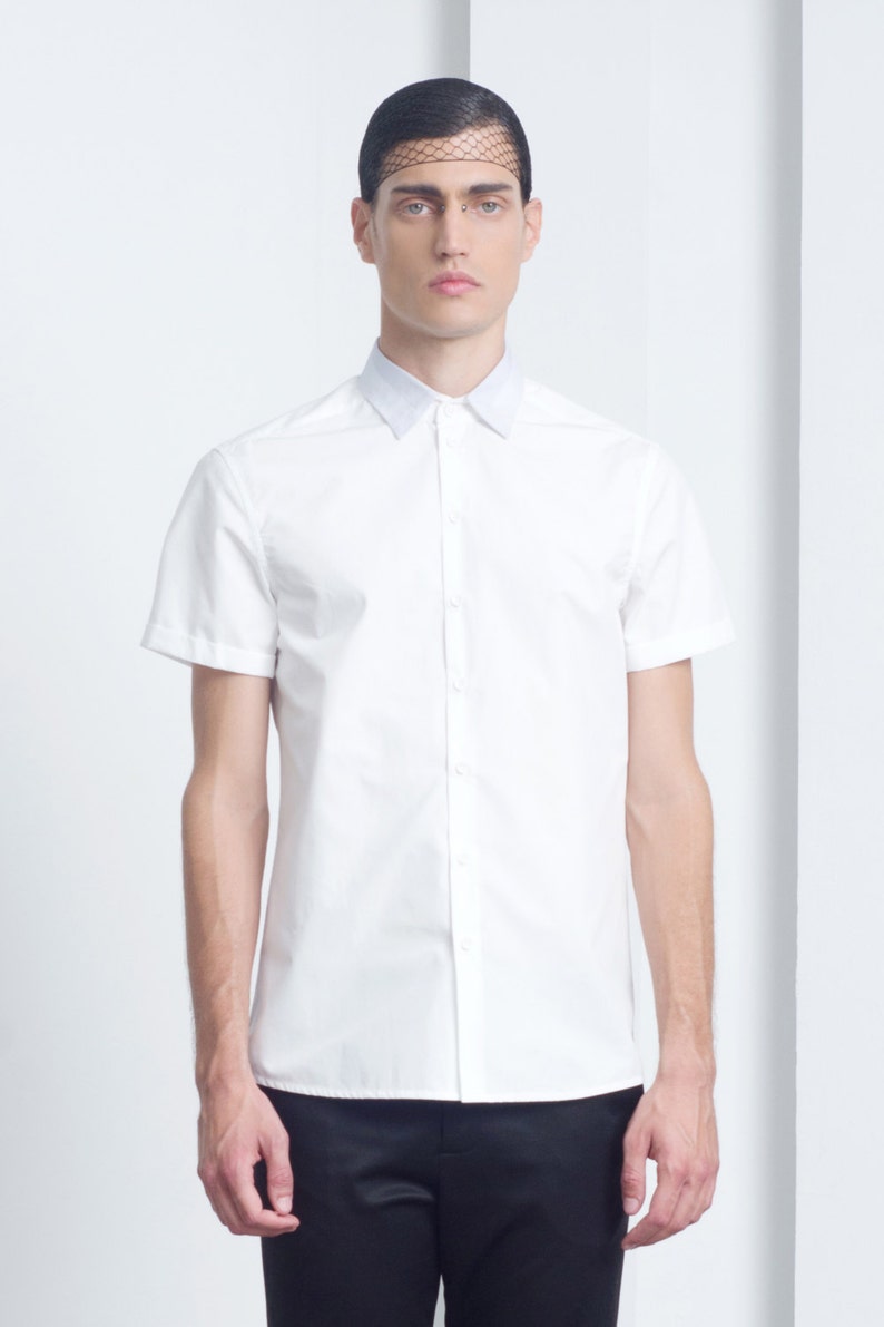 Mens Shirt Mens White Short Sleeve Dress Shirt Mens Button up - Etsy UK