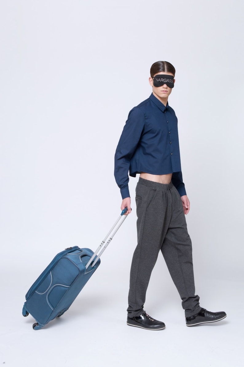 Mens Shirt Mens Belly Shirt Mens Blue Navy Shirt Mens Long Sleeve Shirt