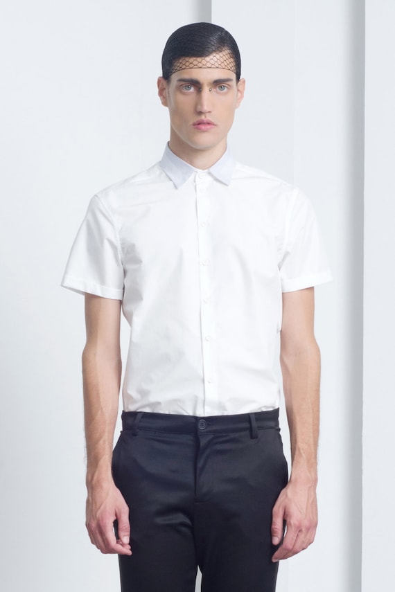 white short sleeve dress shirt