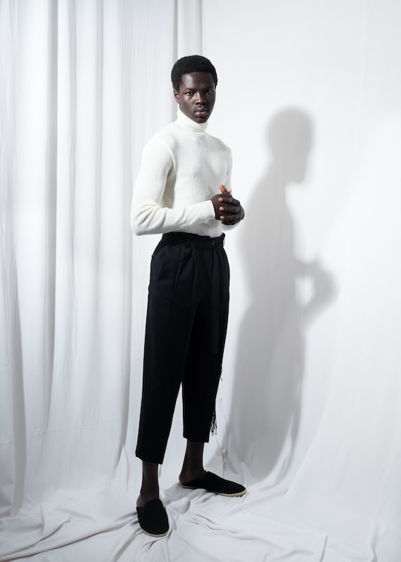 Black and top white turtleneck mens