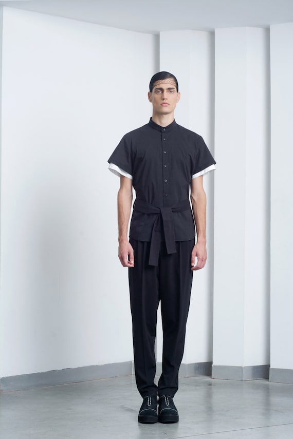 Mens black hotsell dress shirts uk