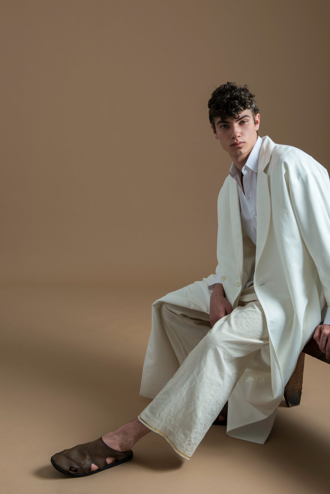 Mens Coat Mens Long Coat Mens White Coat Mens Silk Coat Mens Cupro Coat