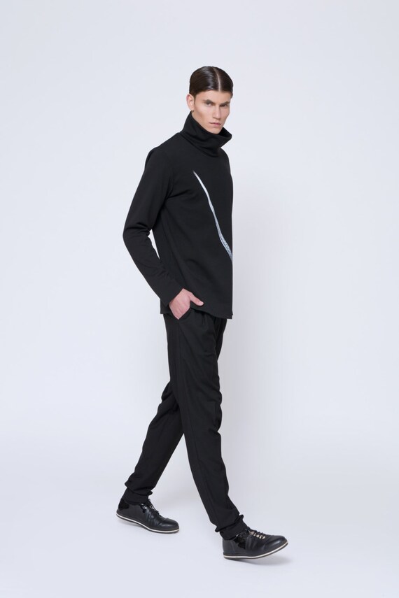 black sweater mens outfit