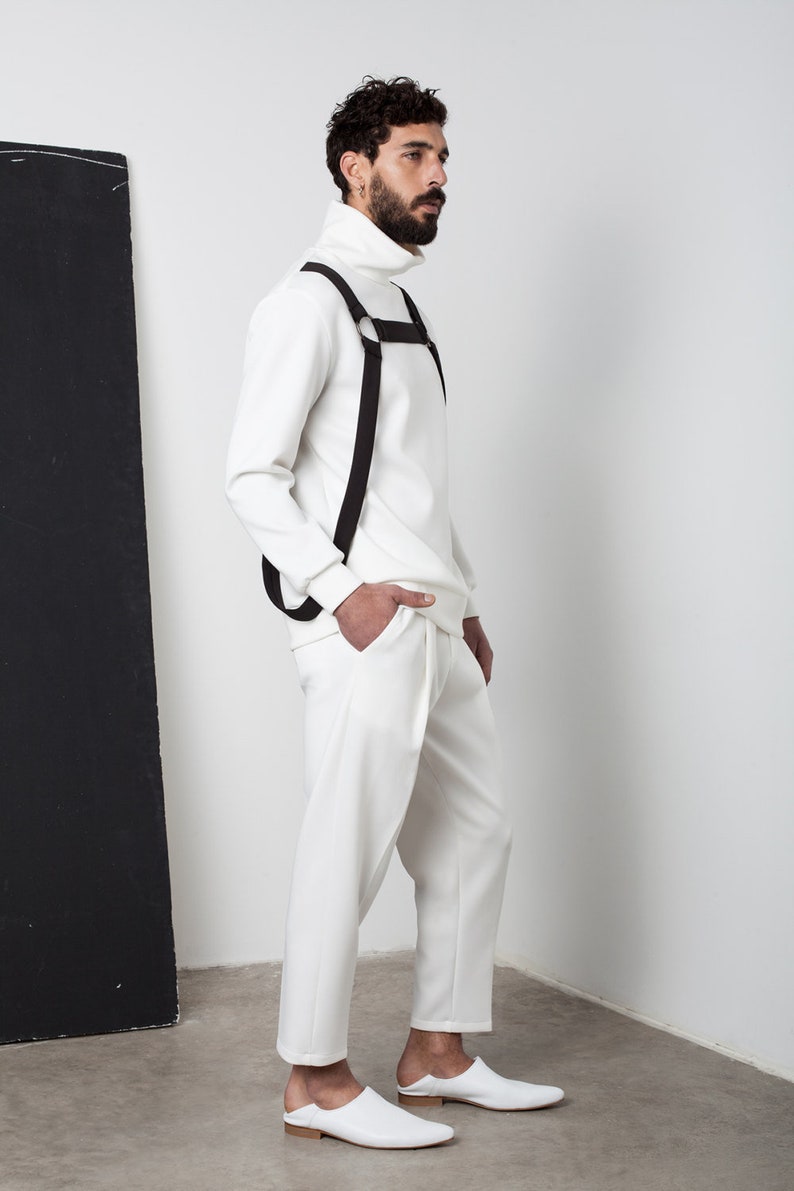 Mens clothing Mens harem trousers Mens loose trousers Mens trousers Mens white trousers Minimalist trousres Mens tailored trousers