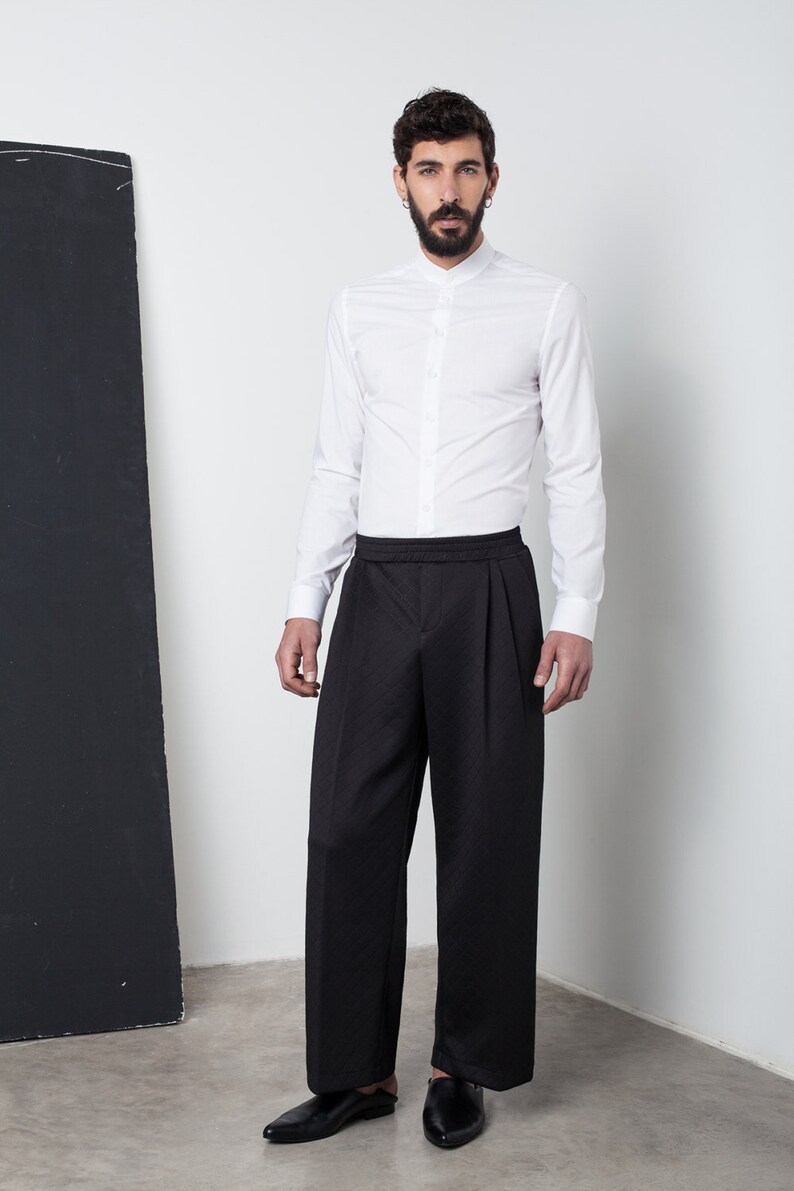Japanese pants Mens clothing Oversized pants Mens pants Mens tailored pants Mens loose pants Mens black pants Mens patterned pants