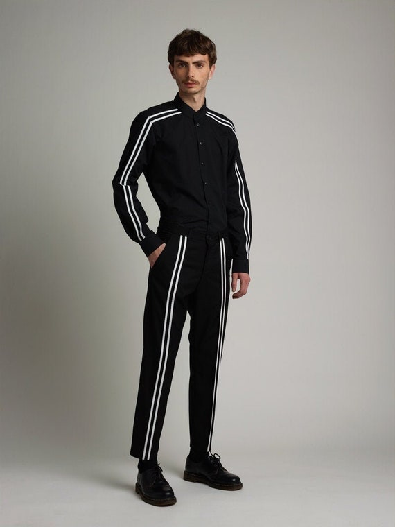 mens slim black dress pants