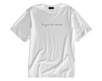 Mens White Oversize Cotton T-shirt: Minimalist Digital Print