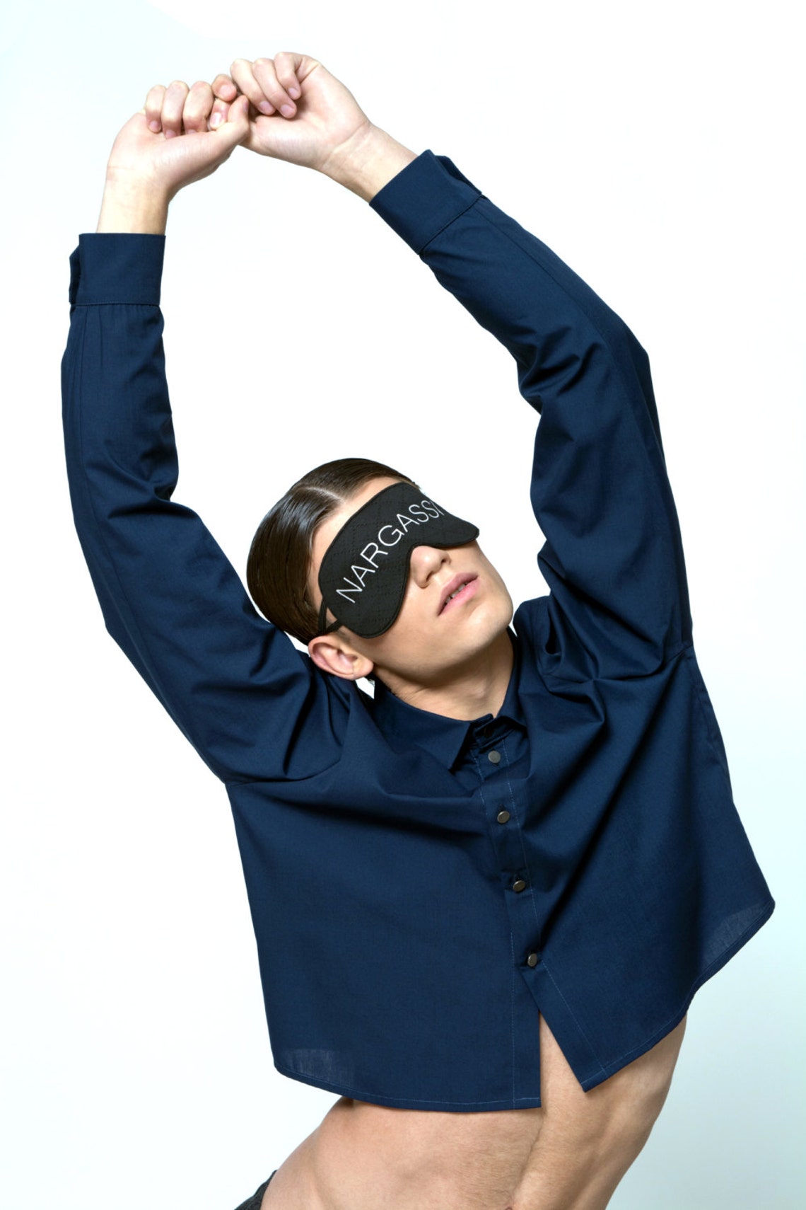 Mens Shirt Mens Belly Shirt Mens Blue Navy Shirt Mens Long Sleeve Shirt