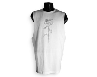 Mens Tank Top Mens sleeveless T Shirt Mens White tank top Mens white tank top Printed tank top Minimalist mens clothing burning man clothing