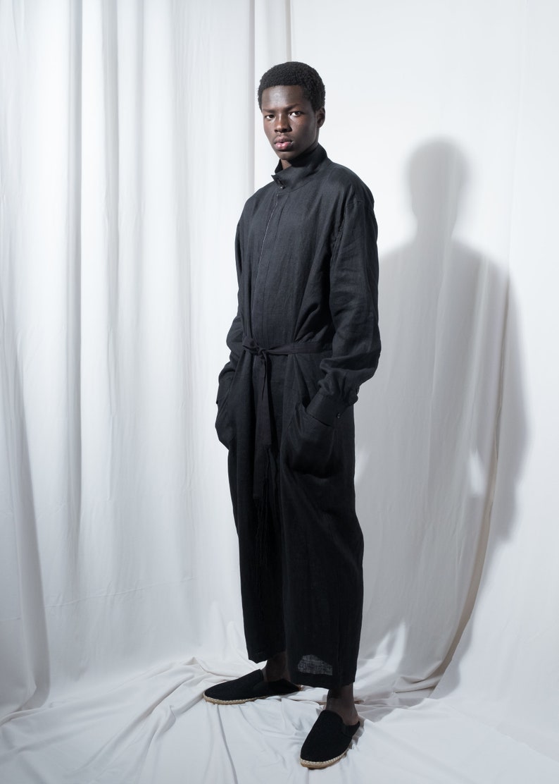 Mens Jumpsuit Mens Overall Mens Linen Overall Mens Black - Etsy