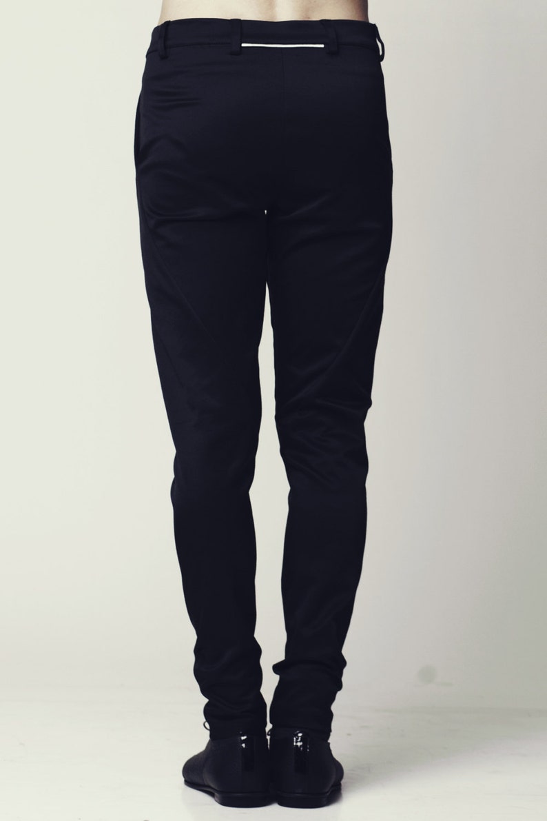 mens black trousers with side stripe