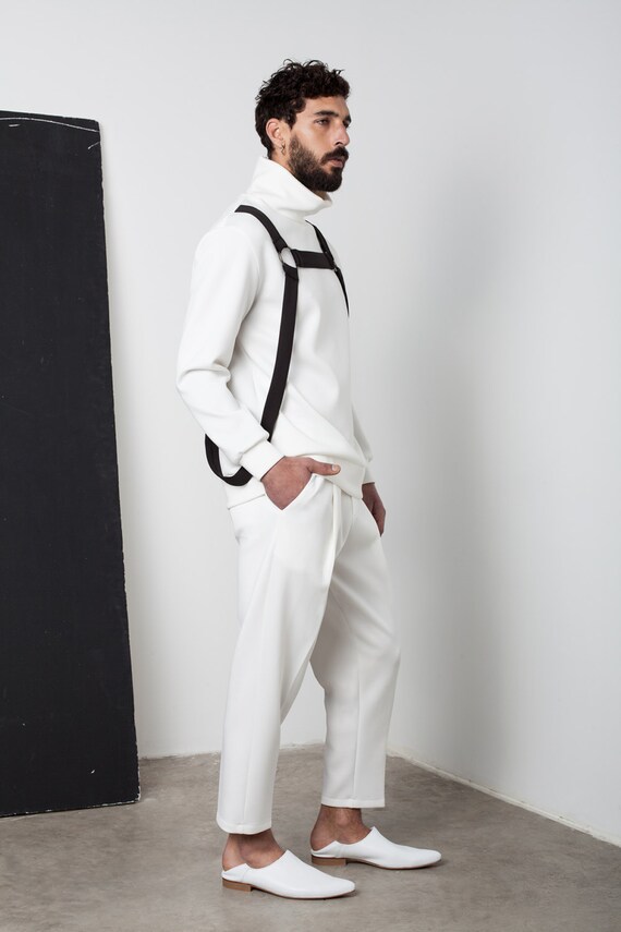 Mens Pants, Mens White Pants, Mens Neoprene Pants, Mens Loose