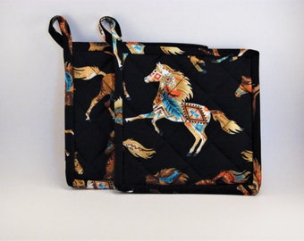 Colorful Horses Hot Pad Set