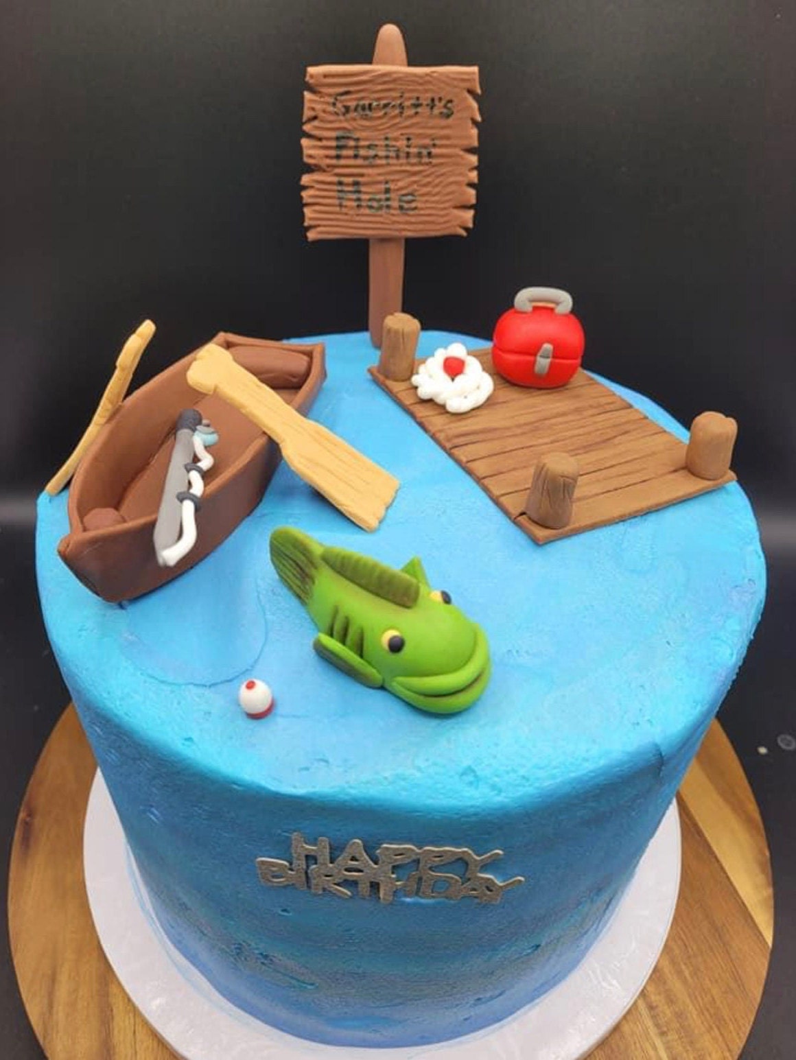 Fondant Fishing Cake Toppers, Big Mouth Bass, Fondant Fish, Fisherman