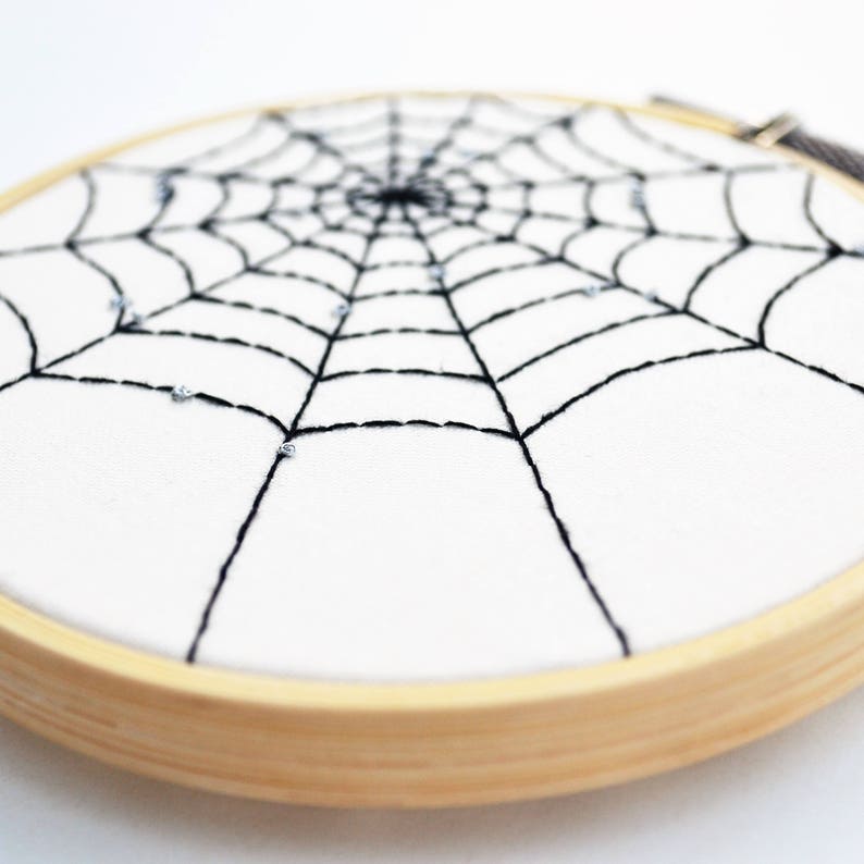 Spider webcobweb hand embroidery halloween decoration 4  etsy