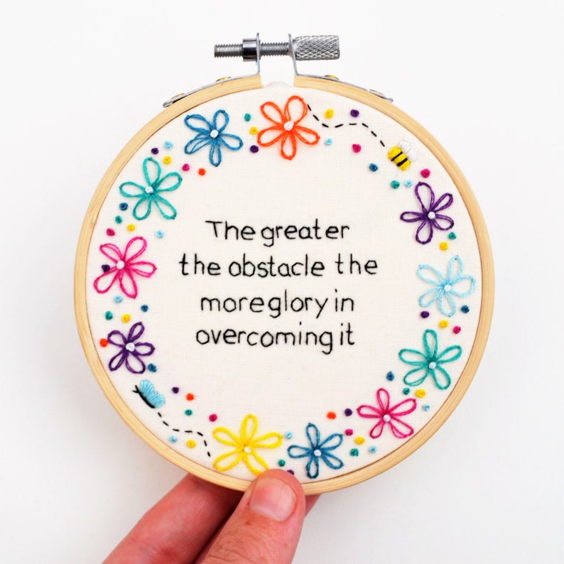 Inspirational Quote Hand Embroidery Hoop Art/ Rainbow Flower Etsy