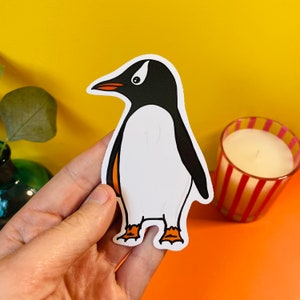 Pegatinas de vinilo de pingüino papúa de 10 cm. Ilustración digital. Arte original. Pegatina