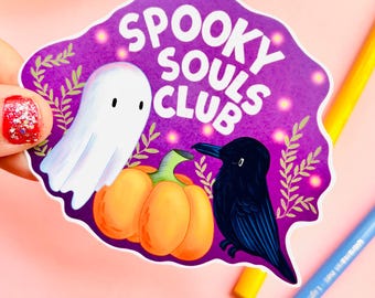 Halloween Ghost Sticker: Waterproof Vinyl Witchy Vibes - Spooky Souls Club
