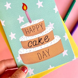 Cake Day Birthday Card: Handmade Foodie Greetings Card