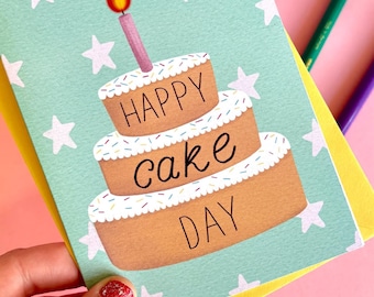 Cake Day Birthday Card: Handmade Foodie Greetings Card