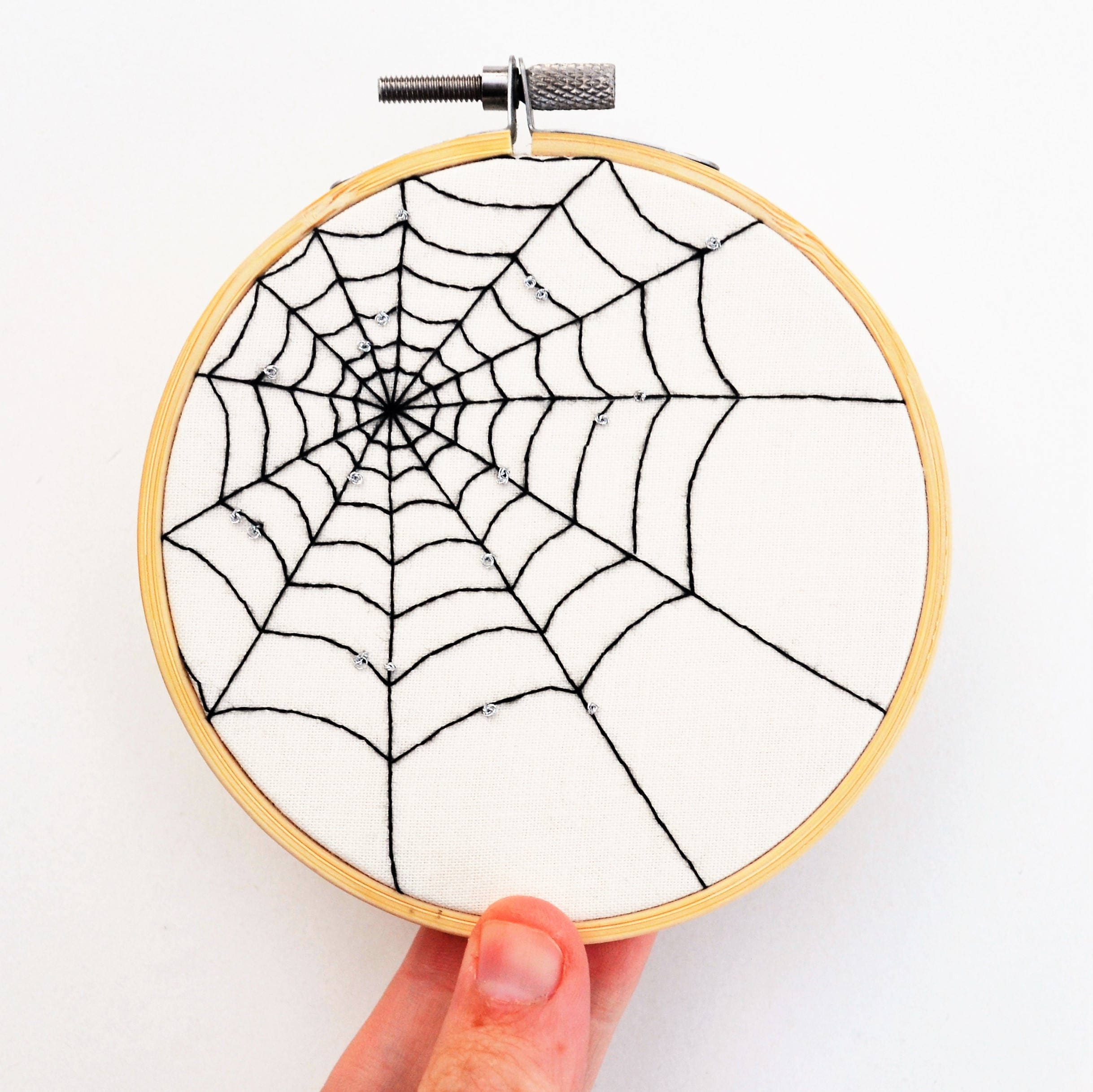 Halloween Door Hanger Finished Item Cross Stitch Mini Pillow Spider in Spiderweb