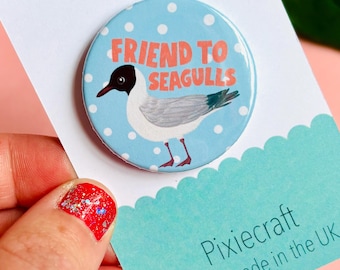 Seagull Pin Badge / Magnet – Cute Handmade Gift for Seagull Appreciation.