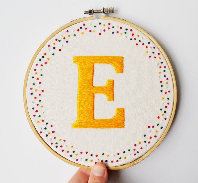 Personalised Embroidery Art Initial/Letter Hoop Art Choose your own coloursMADE TO ORDER image 2