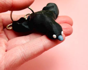 Crow Keyring- Cute Bird Fidget Keychain, 3D Printed Corvid Gift