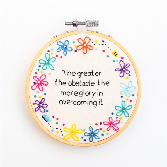 Inspirational Quote Hand Embroidery Hoop Art/ Rainbow Flower Etsy