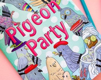 Pigeon Party- A5 Colouring Book for Adults and Kids