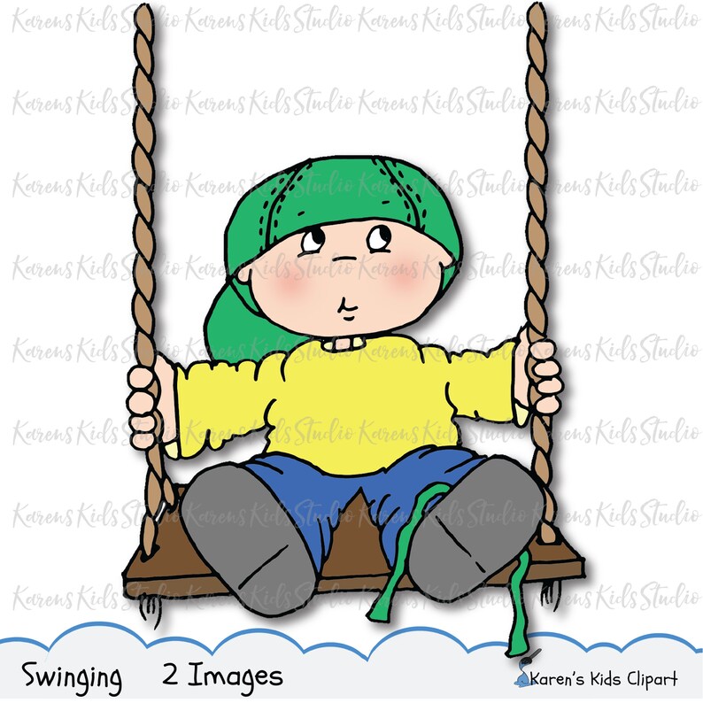 Boy in a Swing, Clipart, Cute Boy Clipart, Scrapbooking, Swing Clipart