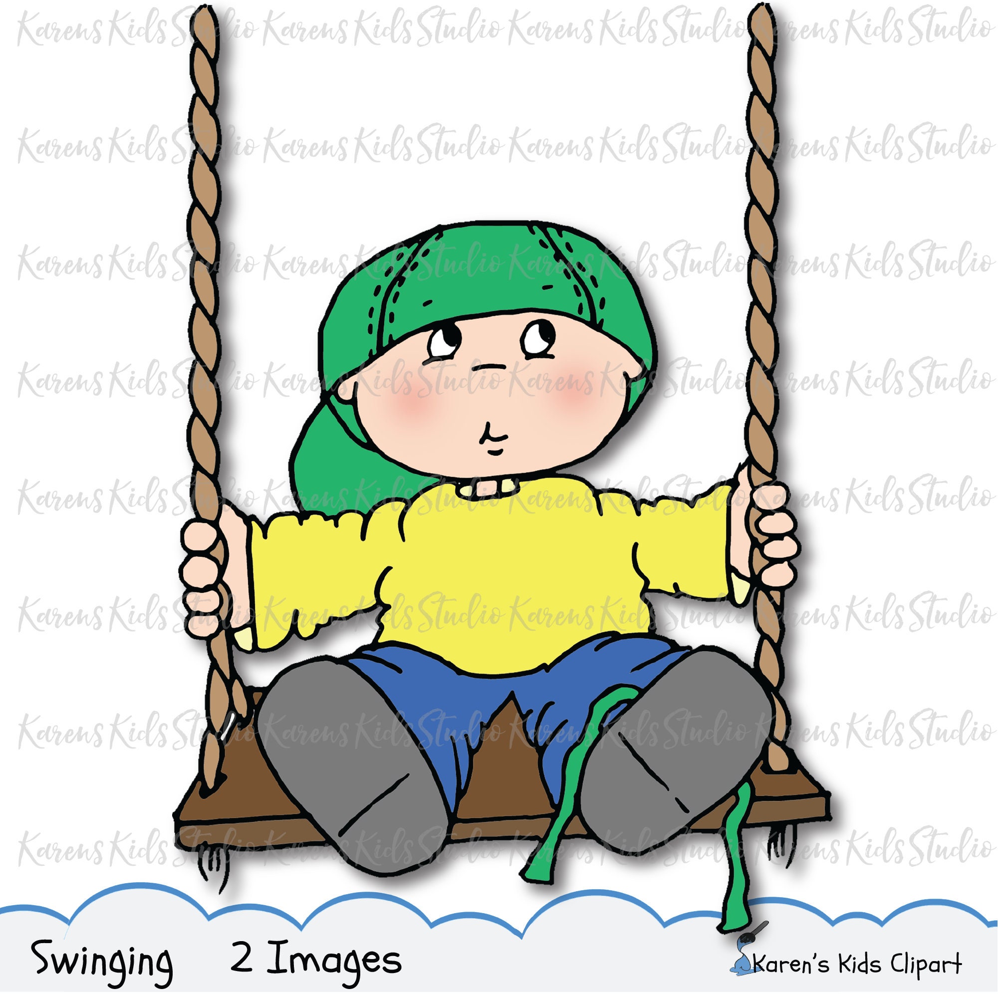 Boy in a Swing, Clipart, Cute Boy Clipart, Scrapbooking, Swing Clipart
