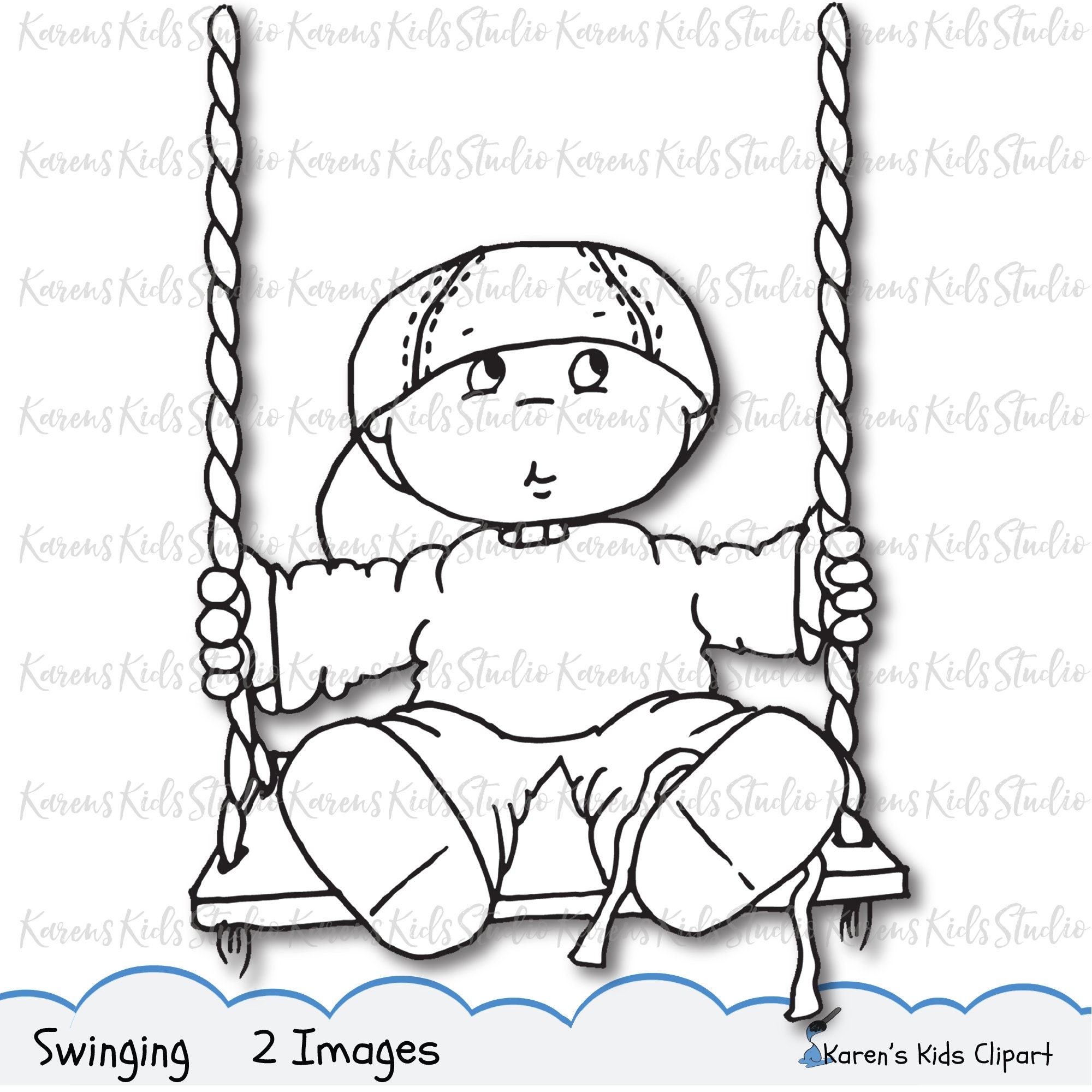 Boy in a Swing, Clipart, Cute Boy Clipart, Scrapbooking, Swing Clipart