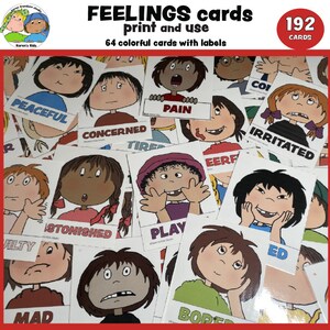 Flashcards de sentimentos para crianças, baixe e use, para aconselhamento, salas de aula, lares, emoções infantis, cartões de sentimentos infantis, conselheiros