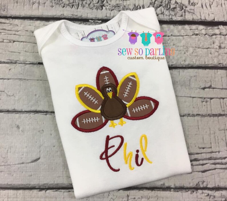 Turkey Football Baby Outfit Boy Baby Thanksgiving Outfit Thanksgiving Shirt Football Shirt teal and gold Turkey Shirt