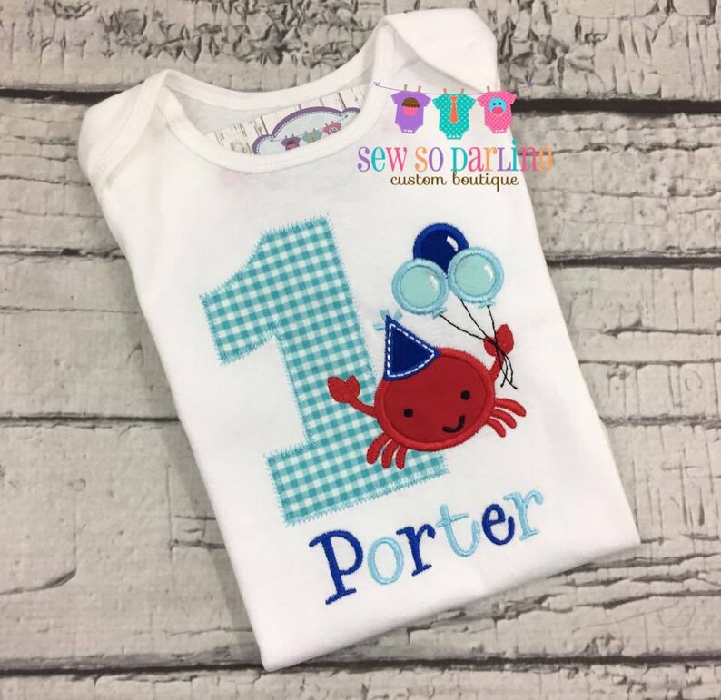 Nautical Birthday shirt Blue and Red Nautical Boy 1st Birthday Outfit Beach Birthday Outfit 1st Birthday Crab Birthday Shirt
