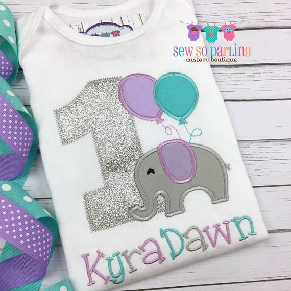 1st Birthday Elephant Birthday Shirt Baby Girl 1st Birthday Etsy