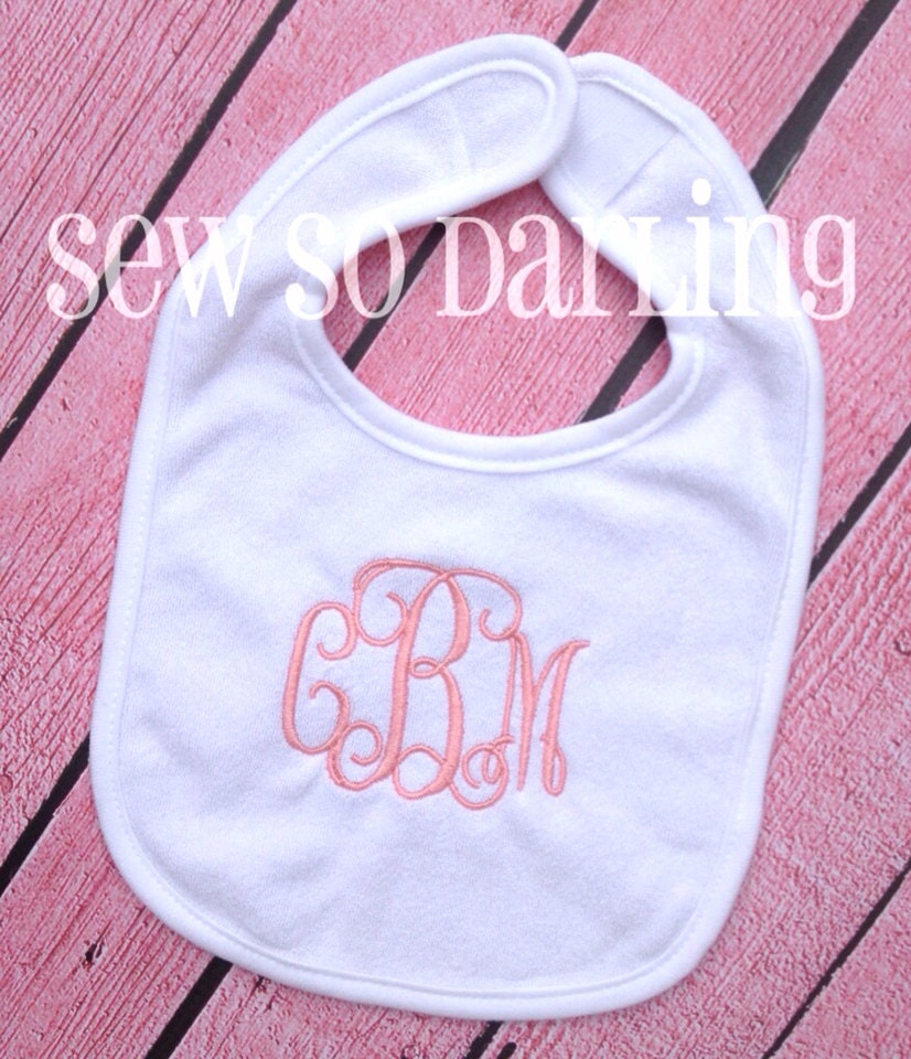 Monogrammed Bib Baby Girl Monogram Bib Monogram baby bib Etsy
