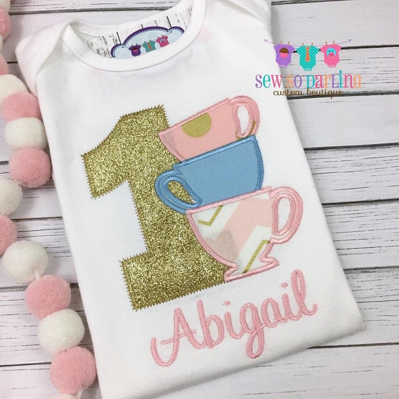 Baby Girl 1st Birthday Teacup Outfit Tea Cup Birthday Outfit 1st Birthday Tea Party Outfit 1st birthday girl outfit pink and gold