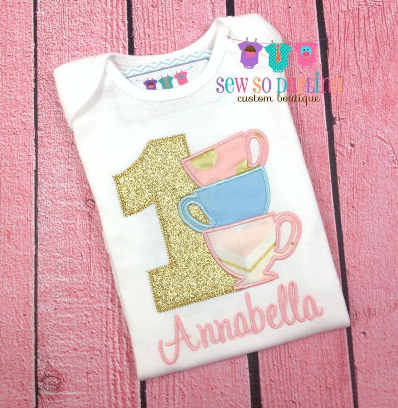 Baby Girl 1st Birthday Teacup Outfit Tea Cup Birthday Outfit 1st Birthday Tea Party Outfit 1st birthday girl outfit pink and gold